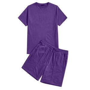 Conjunto de Camiseta Casual Transpirable para Hombre, Talla Grande, Colección Verano 2026, Color Azul Sólido, Algodón y Poliéster, 2 Piezas - Product Image 5