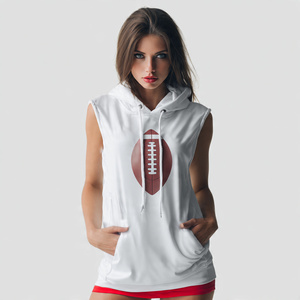 Sudadera con Capucha Estampada de Fútbol para Mujer, 100% Poliéster, Ropa Deportiva sin Mangas, Sudadera Deportiva para Mujer, Sudadera de Entrenamiento de Fútbol para Mujer - Product Image 4