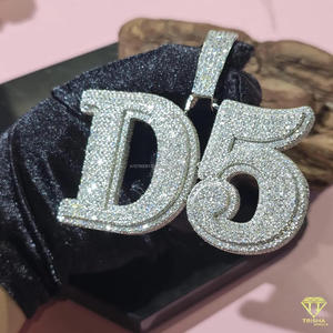 Custom " J5 " Pendant <b>Iced</b> <b>Out</b> Lab Grown Diamond Hip Hop Necklace Luxury Cuban Link Bling <b>Chain</b> Jewelry - Product Image 6