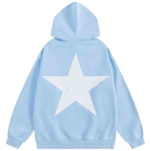 Sudadera con Capucha Oversize Bordada 100% Algodón con Gráficos Estilo Estético Años 90, Cuello Redondo, Manga Larga - Product Image 1