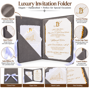Invitaciones de Boda de Lujo en Caja de Terciopelo, Juegos de Papelería con Estampado en Relieve Personalizado, Tarjetas de Invitación Elegantes para Eventos, Proveedor Mayorista - Product Image 6
