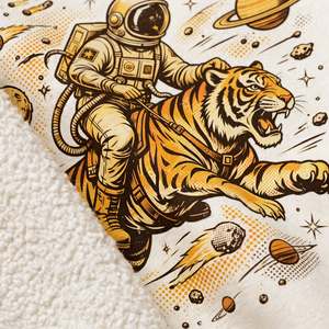 Sweat-shirt à col rond en molleton de coton épais, imprimé graphique vintage Tigre Spatial personnalisé, style streetwear, pull unisexe en molleton - Product Image 5