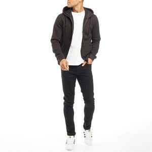 Sweat à capuche streetwear personnalisé pour homme 100% coton, épais, délavé à l'acide avec broderie en strass, collection automne - Product Image 3