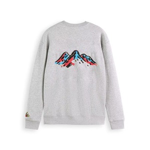 Sudadera Gris de Cuello Redondo para Hombre con Diseño Floral y Taza de Café Bordada a Mano, Estilo Casual Holgado para Otoño - Product Image 3