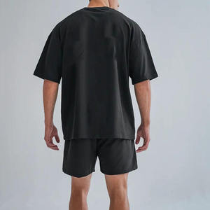 Ensemble deux pièces pour homme, été, fitness, décontracté, respirant, séchage rapide, polyester/coton, sportif, t-shirt et short avec taille élastique - Product Image 2