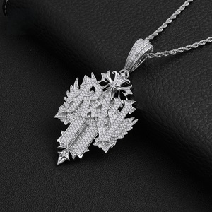 <b>Mens</b> 925 <b>Silver</b> Moissanite Diamond <b>Cross</b> Pendant <b>Necklace</b> Lightweight Iced Out Rope Chain Hip Hop Luxury Jewelry Gift for <b>Men</b> - Product Image 3
