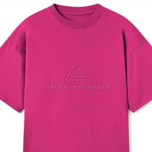T-shirt tricoté rose uni surdimensionné pour homme à manches courtes, col rond, coupe classique, style uni teint - Product Image 6