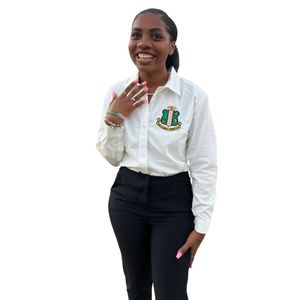 <b>White</b> <b>Long</b> <b>Sleeve</b> Button Down Shirt <b>Women</b> Casual Fashion <b>Blouse</b> with Embroidered Detail Elegant Apparel Workwear Style - Product Image 1