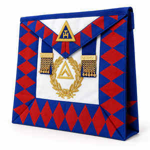 Cuadro masonic bordado para coser, de cuero, resistente al agua, con borde negro, flecos amarillos y cruz ceremonial. - Product Image 3