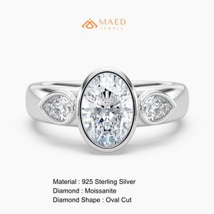 Silver Oval Moissanite <b>Ring</b> Elegant Womens Engagement Jewelry Luxury Fashion Party Style Gift - Product Image 6