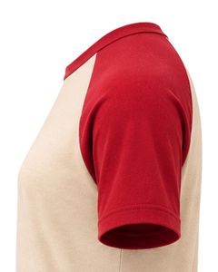 Customized Sand Beige And <b>Red</b> Raglan T Shirt For Women Casual Crew Neck Short Sleeve Soft Cotton Blend Summer Fashion Top - Product Image 5