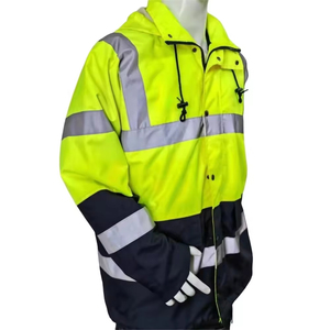 เสื้อกันหนาวนิรภัยแบบมีฮู้ด ปรับได้ มาตรฐาน ANSI Class 3 พร้อมไฟ LED แสดงสถานะ มองเห็นได้ชัดเจน กันน้ำ มีซิปปิด  โลโก้สั่งทำได้ - Product Image 4