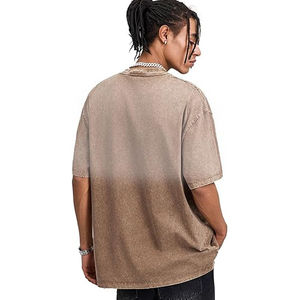 Camiseta Oversize de Felpa Pesada 100% Algodón con Efecto Desgastado, Estampado Personalizado, Estilo Urbano Holgado, Lavado Ácido Vintage, Largo Regular - Product Image 3