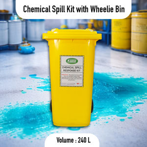 Kit Completo para Derrames Químicos de 240 Litros (63 Galones) con Almohadillas Absorbentes y Calcetines para Materiales Peligrosos en Contenedor con Ruedas de Alta Resistencia para Seguridad en el Lugar de Trabajo - Product Image 2