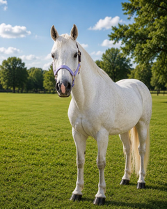 Harnais pour cheval en PP bleu ciel et marron avec boucles et anneaux dorés pour l'équitation et l'entraînement - Product Image 2