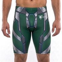Shorts de compression décontractés pour hommes en toile respirante et anti-humidité, taille mi-haute, en polyester/nylon, avec logo personnalisé