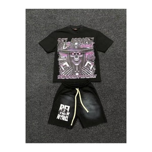 Conjunto de Camiseta y Pantalones Cortos de Moda Urbana para Hombre RFL APPAREL, Estampado de Calavera, 100% Algodón, Atuendo de Invierno con Capucha, Negro, Ecológico, Serigrafiado - Product Image 1
