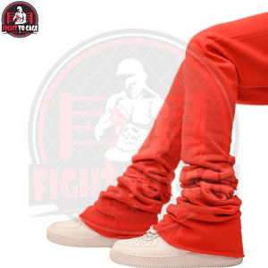 Pantalones Deportivos Rojos para Hombre con Logotipo Personalizado, Pantalones de Felpa Gruesa, Ajustados, Estilo Urbano, Pantalones Deportivos Apilados para Hombre - Product Image 6