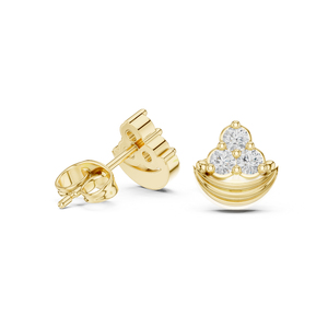 Boucles d'oreilles de fiançailles en or blanc 14 carats avec diamant rond cultivé en laboratoire pour femmes |   Nouveau diamant cultivé - Product Image 5