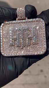 Collar Personalizado con Incrustaciones de Diamantes Rectangulares Estilo Hip Hop, Plata de Ley 925, Chapado en Oro Rosa, Colgantes de Moissanita, Idea de Regalo para Fiestas - Product Image 6