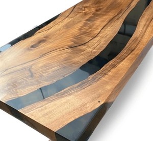 TIMELESS <b>CRAFT</b> Midnight River Live Edge Epoxy Console Table Natural Walnut Wood Handmade Luxury Eco-Friendly Durable Modern - Product Image 4