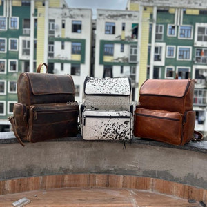 Nueva Mochila de cuero de piel auténtica hecha a mano para el pelo, cuero de vaca Natural genuino Retro, bolsas de ordenador portátil de trabajo informales Unisex Vintage - Product Image 4