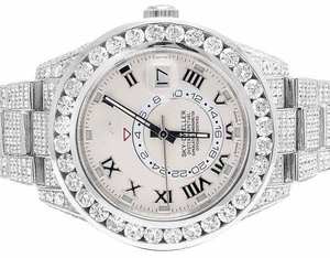 BOJ R.O.L.E.X.042 Montre Homme de Luxe à Quartz Analogique en Acier, Chiffres Romains, Moissanite Intégrale, 41MM, Résistance à l'Eau 3BAR, Style Hip Hop - Product Image 2