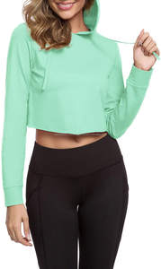 เสื้อครอปแขนกุดมีฮู้ดลายพิมพ์สไตล์วินเทจลำลอง ดีไซน์ใหม่ล่าสุด ผลิตจากโพลีเอสเตอร์ เหมาะสำหรับออกกำลังกาย ฟิตเนส และเล่นกีฬา สำหรับผู้หญิง - Product Image 6