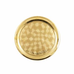 Luxury Round Gold Brass Plate Decorative Pooja Thali For Wedding Mirror Polish Metal Serving Tray Hammered <b>Dinnerware</b> Charger - Product Image 1