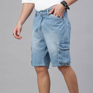 Shorts en jean légers pour hommes, taille haute, coupe droite, délavés, tendance, respirants, look décontracté, best-seller de l'été - Product Image 2