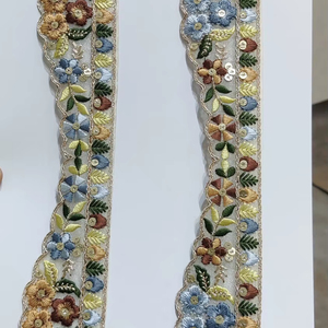 Tela de encaje bordado de diseño duradero para vestidos, ribete de encaje bordado, proveedor de textiles de moda para prendas. - Product Image 1