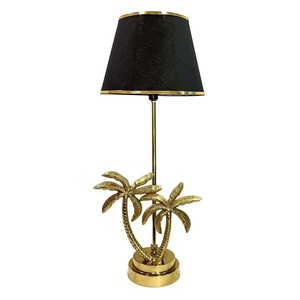 Modern Luxury Gold Palm Tree <b>Table</b> Lamp Black Fabric Shade Antique Brass Art Deco <b>Bedside</b> Living Room Home Decor Light - Product Image 1