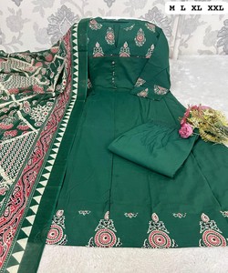 Traje Anarkali Tradicional de Algodón con Estampado Digital para Mujer, Conjunto Salwar Kameez para Bodas y Fiestas, India Pakistán SHAGUN 85490 - Product Image 4