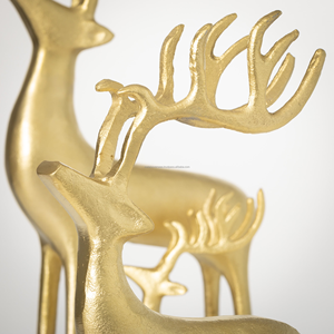 Ensemble de figurines de cerf en laiton de style vintage antique, poli, pâturage, finition dorée décorative, mariage personnalisable de haute qualité - Product Image 2