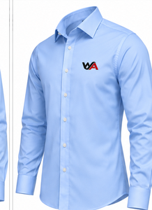 Chemise habillée homme bleu clair à manches longues la plus vendue, couleur unie, col rabattu, chemise formelle à manches complètes en popeline de coton OEM - Product Image 2