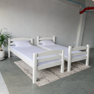 Lit superposé blanc minimaliste personnalisable, meubles de chambre à coucher en bois sur mesure pour enfants - Product Image 3