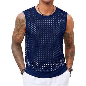 Services OEM – Nouveau T-shirt sexy et respirant <span class=keywords><strong>pour</strong></span> <span class=keywords><strong>homme</strong></span>, coupe classique, en maille <span class=keywords><strong>transparente</strong></span>, sans manches, séchage rapide, anti-UV - Product Image 1