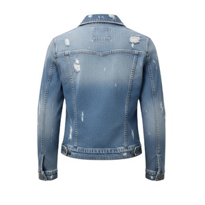 แจ็คเก็ตยีนส์ออร์แกนิคคอตตอนแบบยูนิเซ็กซ์ ลุคดิสเทรส ซักแบบพิเศษ ขายดี คอตั้ง โลโก้ด้านหน้า กันน้ำ กันลม ลายสัตว์ - Product Image 3