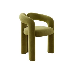 Fauteuil moderne en bois de teck rembourré de velours, design contemporain, chaise de salle à manger, mobilier pour la maison - Product Image 1