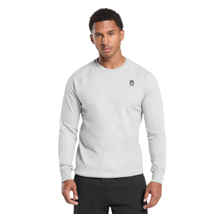 Sweat-shirt homme coupe ajustée gris clair en molleton premium, col rond, style athlétique décontracté pour le quotidien et le streetwear - Product Image 1