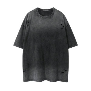 เสื้อยืดคอกลมทรงโอเวอร์ไซส์ผ้าคอตตอนถักคุณภาพสูงสำหรับผู้ชาย สไตล์สตรีทแวร์ ลุคทำสีซีดแบบย้อมกรด น้ำหนักผ้า 180 กรัม รับสั่งทำพิเศษ - Product Image 1