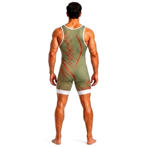Men's Fitted Wrestling Singlet Digital Print Spandex/Polyester Breathable Quick Dry Stretch <b>Athletic</b> for Adults - Product Image 2