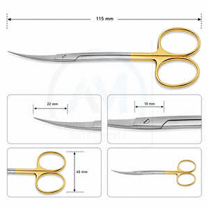 Tijeras Quirúrgicas AL MIDA de Acero Inoxidable con Mango Dorado, Instrumento Manual para Cirugía Ocular, Certificación CE Clase I AMHC-R-424, 5 Años de Garantía - Product Image 5