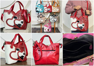 กระเป๋าหนังแท้ทำมือสไตล์ตะวันตก ลายหัวใจ ดีไซน์เนอร์แฟชั่นบูติก พร้อมสายสะพายปรับได้ - Product Image 3