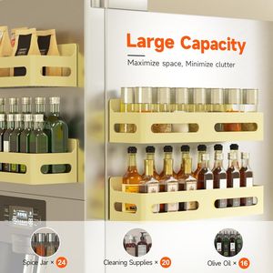 4 Pack Strong Magnetic Spice Rack for Refrigerator Multipurpose 4-Hook <b>Shelf</b> Organizer for <b>Kitchen</b> & Bathroom - Product Image 2