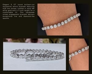 4.50 Ct Cut Moissanite Bezel Set Tennis Bracelet <b>Solid</b> 18k White <b>Gold</b> Luxury Engagement Wedding Anniversary Party Gift - Product Image 6