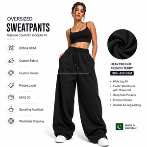 Pantalon de survêtement noir pour femme, taille haute, coupe large, en molleton, couleur unie, avec cordon de serrage, décontracté, ample, longueur intégrale, pour l'automne - Product Image 3