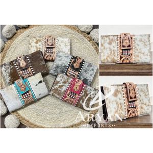 New Trendy Stylish 2026 Cowhide Leather Clutch <b>Wallet</b> with Tooled Floral 777 Jackpot Designer Lady Western Purse for Women's - Product Image 1