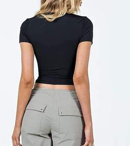 Womens Cropped Short Length Tshirt 180gsm O-neck Slim Fit Custom logo Screen Print Streetwear Knitted Women <b>Top</b> - Product Image 1