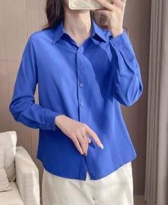 Nueva Blusa Ecológica para Mujer, Casual, de Manga Larga, Ajustada, de Color Sólido, con Botones al Frente, para Primavera, Verano y Otoño - Product Image 2